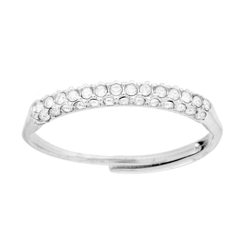ANELLO VERETTA CON CRYSTAL BIANCHI IN ACCIAIO