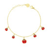 BRACCIALE CATENA FORZATINA DIAMANTATA CON COCCINELLE SMALTO ROSSO E NERO PENDENTI IN ACCIAIO COLORE ORO