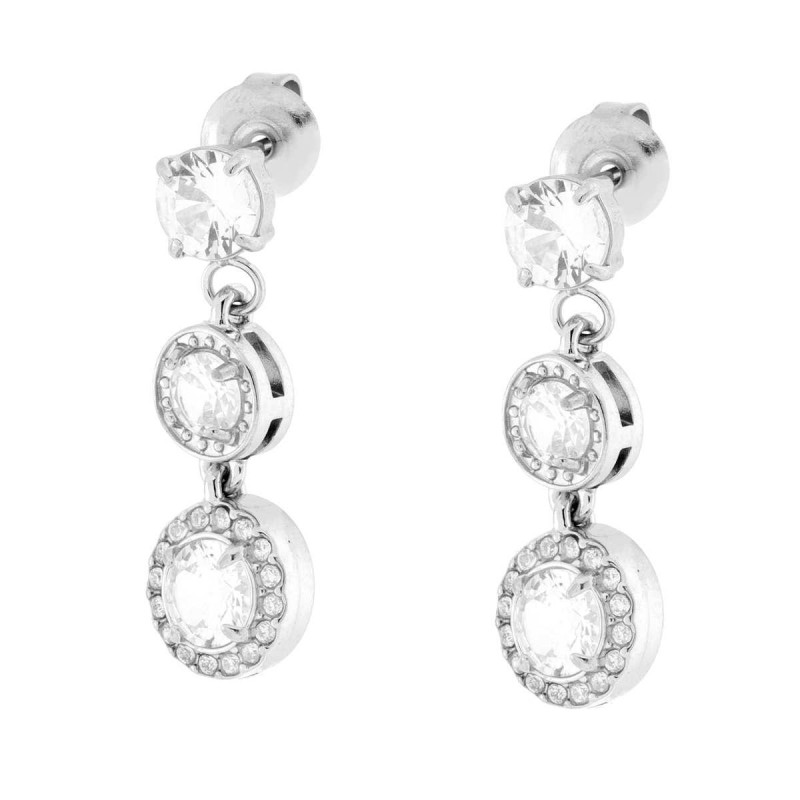 ORECCHINI CON CRYSTAL BIANCHI PENDENTI IN ACCIAIO