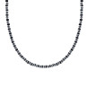 COLLANA CATENA CON ANELLI E CILINDRETTI PIETRE NERO ONICE IN ACCIAIO