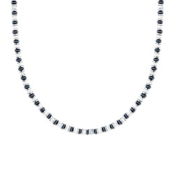 COLLANA CATENA CON ANELLI E CILINDRETTI PIETRE BIANCO HOWLITE IN ACCIAIO