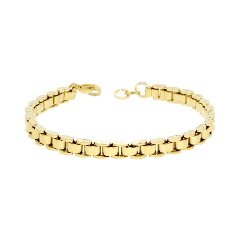 BRACCIALE UOMO MAGLIA IMPERNIATA CM 20 IN ACCIAIO COLORE ORO