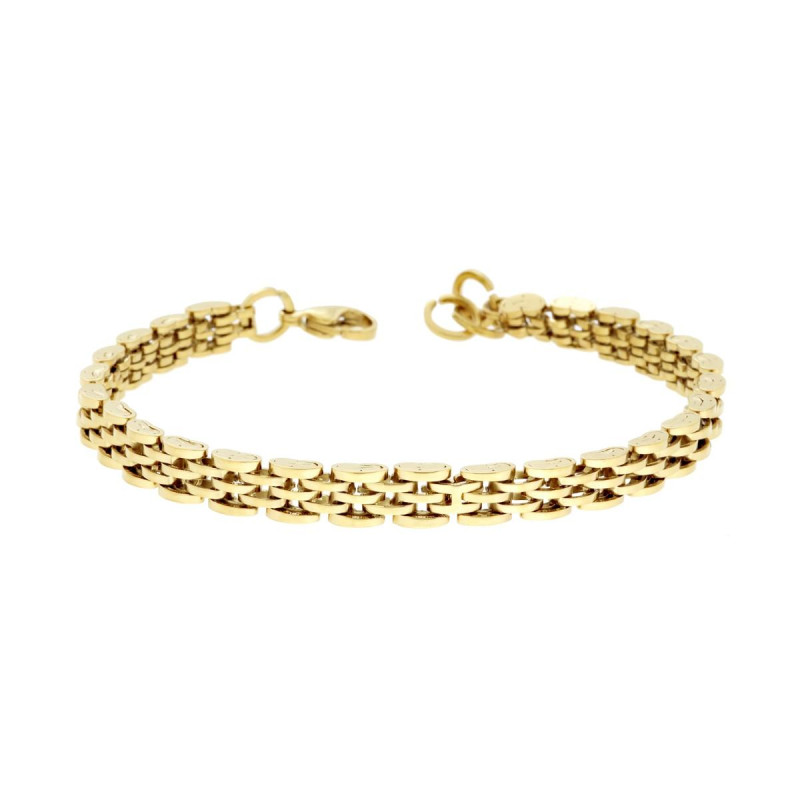 BRACCIALE UOMO MAGLIA IMPERNIATA CM 20+1 IN ACCIAIO COLORE ORO