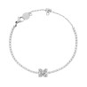 BRACCIALE TENNIS CON FIORE CENTRALE E CRYSTAL BIANCHI IN ACCIAIO