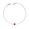 BRACCIALE TENNIS CON TONDO CENTRALE ROSSO RUBINO E CRYSTAL BIANCHI CM 17+2 IN ACCIAIO