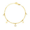 BRACCIALE CATENA CON CUBETTI E STELLE PENDENTI E CRYSTAL BIANCHI IN ACCIAIO COLORE ORO