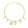 BRACCIALE CATENA VENEZIANA TONDA CON CHARMS CUORE FARFALLA ELEFANTE STELLA E QUADRIFOGLIO CON CRYSTAL BIANCO IN ACCIAIO COLORE O