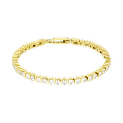 BRACCIALE TENNIS GRIFFE CON BARRETTE CM 17+1 CON CRYSTAL MM 3 BIANCO IN ACCIAIO COLORE ORO