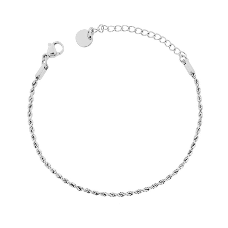 BRACCIALE CATENA CORDA DIAMANTATA MM 1.6 IN ACCIAIO
