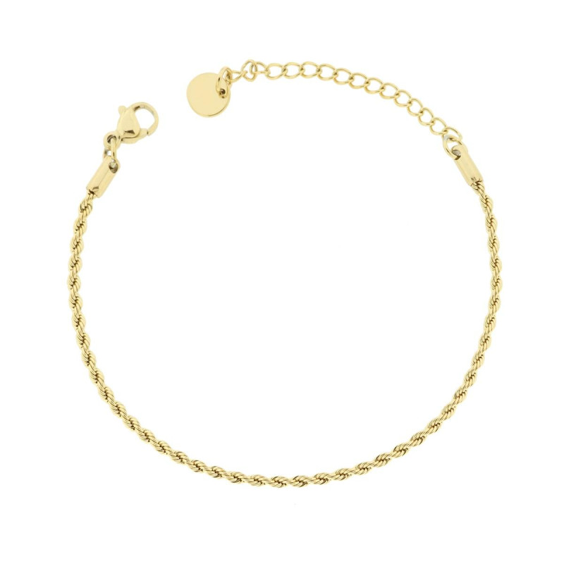 BRACCIALE CATENA CORDA DIAMANTATA MM 1.6 IN ACCIAIO COLORE ORO