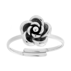 ANELLO CON FIORE 3D IN ACCIAIO