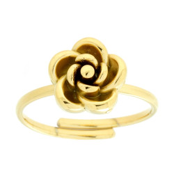 ANELLO CON FIORE IN ACCIAIO COLORE ORO