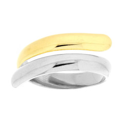 ANELLO CONTRARIE FASCIA CON DETTAGLIO COLORE ORO IN ACCIAIO