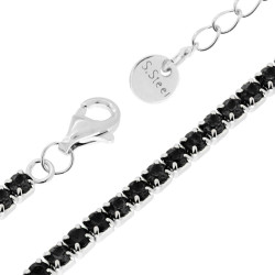 BRACCIALE TENNIS GRIFFE CM 16+5 CON CRYSTAL MM 3 NERO IN ACCIAIO