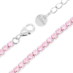 BRACCIALE TENNIS GRIFFE CM 16+5 CON CRYSTAL MM 3 ROSA IN ACCIAIO