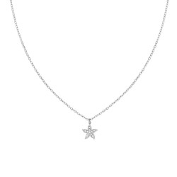 COLLANA CATENA FORZATINA DIAMANTATA CON STELLA MARINA E CRYSTAL BIANCHI IN ACCIAIO