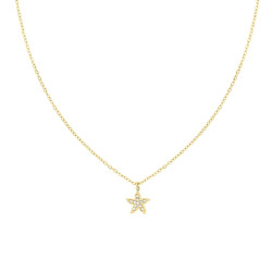 COLLANA CATENA FORZATINA DIAMANTATA CON STELLA MARINA E CRYSTAL BIANCHI IN ACCIAIO COLORE ORO