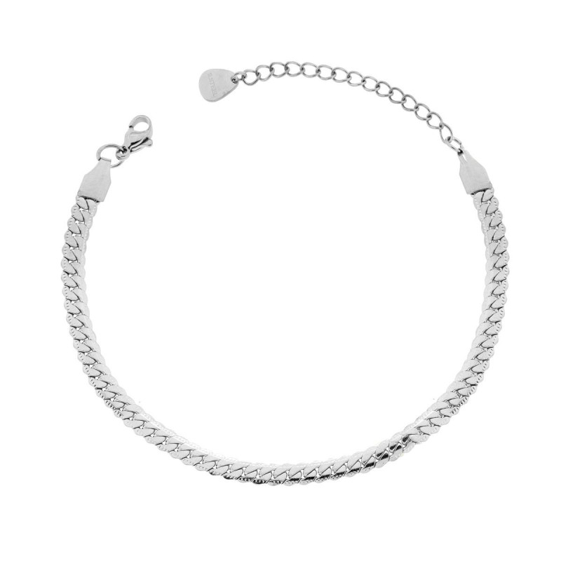 BRACCIALE CATENA GRUMETTA COMPRESSA E PIATTA IN ACCIAIO