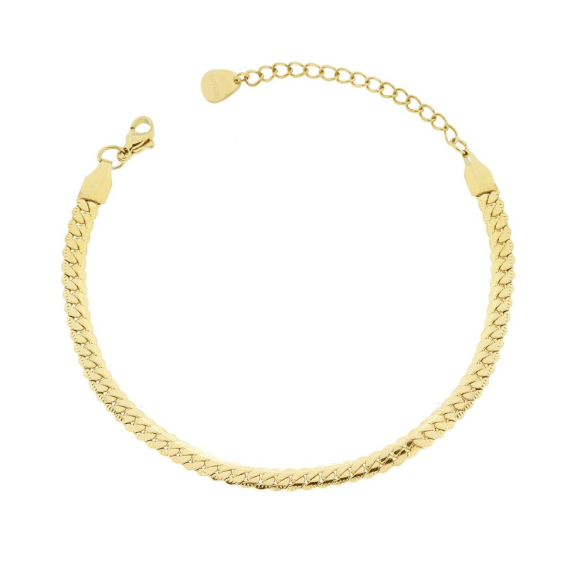 BRACCIALE CATENA GRUMETTA COMPRESSA E PIATTA IN ACCIAIO COLORE ORO