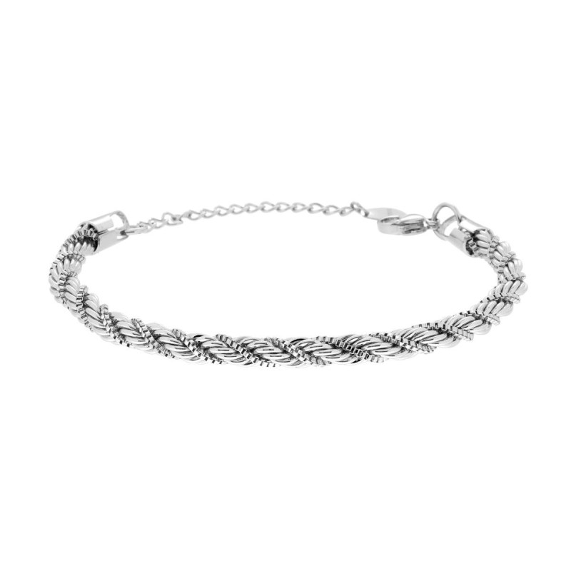 BRACCIALE CATENA INTRECCIATA CORDA E VENEZIANA IN ACCIAIO