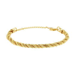 BRACCIALE CATENA INTRECCIATA CORDA E VENEZIANA IN ACCIAIO COLORE ORO