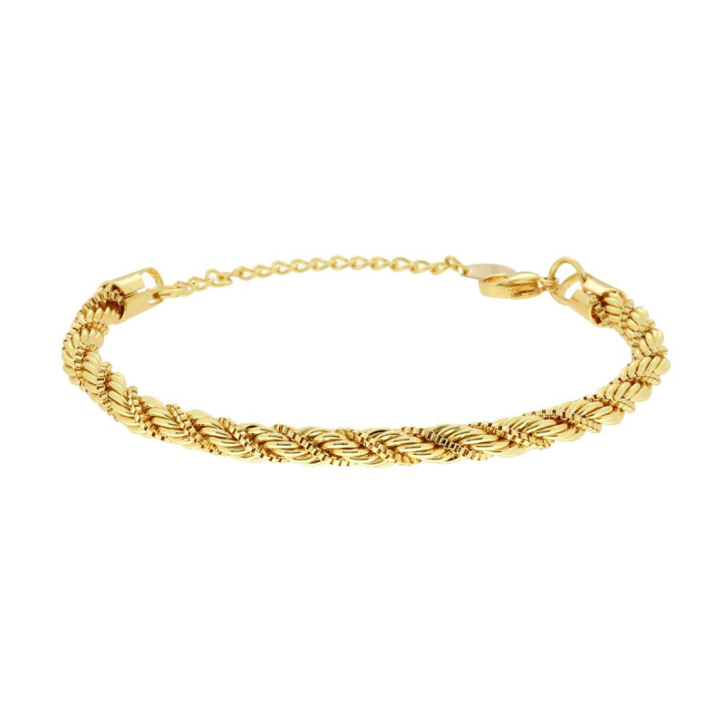 BRACCIALE CATENA INTRECCIATA CORDA E VENEZIANA IN ACCIAIO COLORE ORO