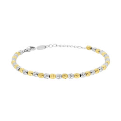 BRACCIALE CATENA DI OVALINE MARTELLATE ALTERNATE COLORE ORO IN ACCIAIO