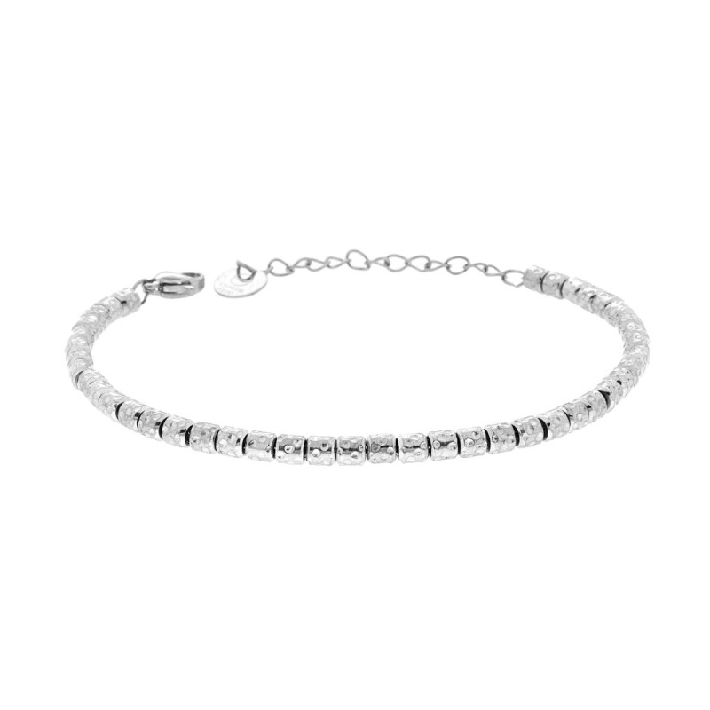BRACCIALE CATENA DI CILINDRETTI MARTELLATI IN ACCIAIO