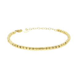 BRACCIALE CATENA DI CILINDRETTI MARTELLATI IN ACCIAIO COLORE ORO