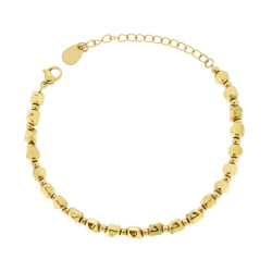 BRACCIALE CATENA CON PEPITE E PALLINE IN ACCIAIO COLORE ORO