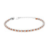 BRACCIALE CATENA DI CILINDRETTI MARTELLATI ALTERNATI A NODI IN COTONE ARANCIONE IN ACCIAIO