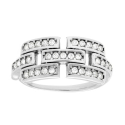 ANELLO FASCIA CATENA CON CRYSTAL BIANCHI IN ACCIAIO