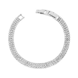 BRACCIALE FASCIA TRE FILE TENNIS CON CRYSTAL BIANCHI IN ACCIAIO