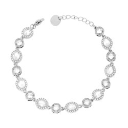 BRACCIALE TENNIS TONDI E OVALI CONTORNATI DA CRYSTAL BIANCHI IN ACCIAIO