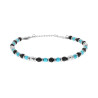 BRACCIALE CATENA CON ANELLI PALLINE E PIETRE TURCHESE E NERO IN ACCIAIO