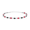 BRACCIALE CATENA CON CUBETTI E PIETRE ROSSO CORNIOLA E NERO ONICE IN ACCIAIO
