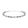 BRACCIALE CATENA CON BULLONCINI ALTERNATI A PIETRE OCCHIO DI TIGRE E BIANCO HOWLITE IN ACCIAIO