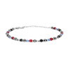 BRACCIALE CATENA CON BULLONCINI ALTERNATI A PIETRE CORNIOLA ROSSO E MULTICOLOR IN ACCIAIO