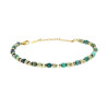 BRACCIALE CATENA CON CUBETTI CILINDRETTI E PIETRE VERDI IN ACCIAIO COLORE ORO