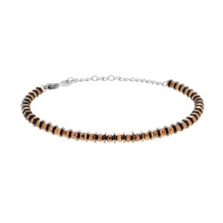 BRACCIALE CATENA DI BULLONCINI E CRYSTAL BRONZO IN ACCIAIO