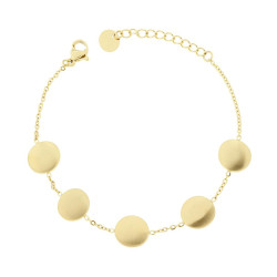 BRACCIALE CATENA FORZATINA DIAMANTATA CON TONDI SATINATI IN ACCIAIO COLORE ORO