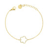 BRACCIALE CATENA FORZATINA DIAMANTATA CON FIORE E CRYSTAL BIANCHI IN ACCIAIO COLORE ORO