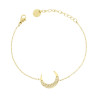BRACCIALE CATENA FORZATINA DIAMANTATA CON LUNA E CRYSTAL BIANCHI IN ACCIAIO COLORE ORO