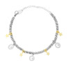 BRACCIALE CATENA CON ANELLI LUNA E STELLE COLORE ORO PENDENTI IN ACCIAIO