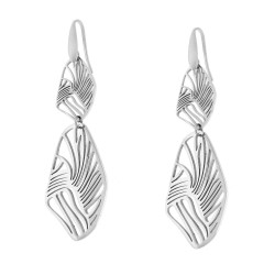 ORECCHINI CON FOGLIE GEOMETRICHE PENDENTI IN ACCIAIO