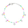 BRACCIALE CATENA CON CRYSTAL MULTICOLOR PASTELLO E CUORI PLAIN PENDENTI IN ACCIAIO