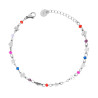 BRACCIALE CATENA CON CUORI STELLE QUADRIFOGLI PLAIN ALTERNATI A CRYSTAL MULTICOLOR IN ACCIAIO