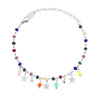 BRACCIALE CATENA CON CRYSTAL MULTICOLOR E STELLE PLAIN PENDENTI IN ACCIAIO