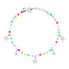 BRACCIALE CATENA CON CRYSTAL MULTICOLOR PASTELLO E STELLE PLAIN PENDENTI IN ACCIAIO