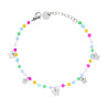 BRACCIALE CATENA CON CRYSTAL MULTICOLOR PASTELLO E FARFALLE PLAIN PENDENTI IN ACCIAIO